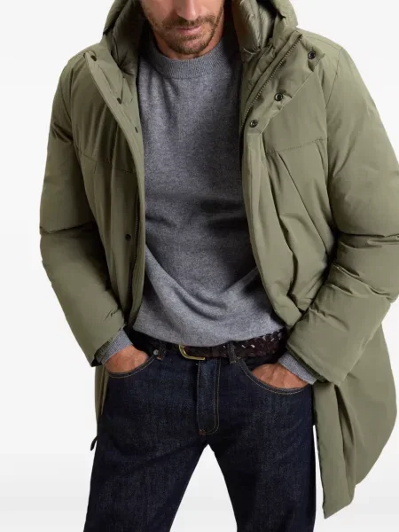 Geacă Woolrich cu glugă stretch verde