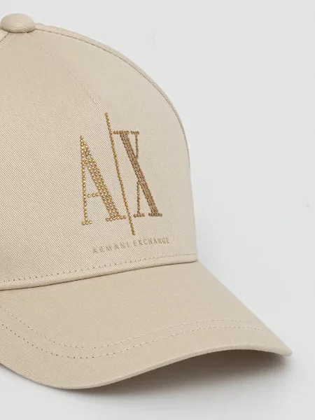 Armani Exchange șapcă de baseball din cu imprimeu bej