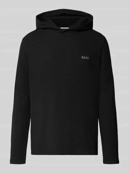 Bluza o kroju relaxed fit z mieszanki bawełny model Waffle LS' Boss czarna