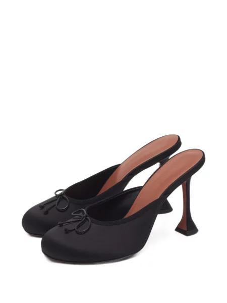 Papuci tip mules Amina Muaddi cu funde negru