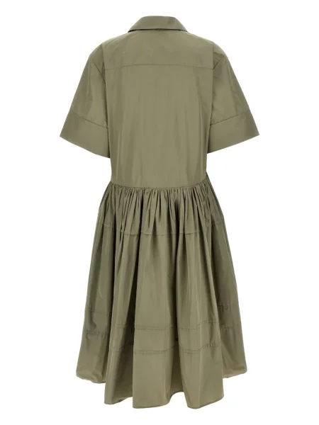 Rochie tip cămașă Jil Sander plisată de costum verde