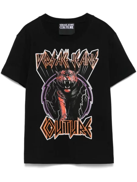 Koszulka Versace Jeans Couture z nadrukiem czarna
