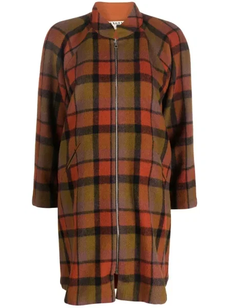 Kostkovaný retro stehno kabát A.n.g.e.l.o. Vintage Cult oranžový