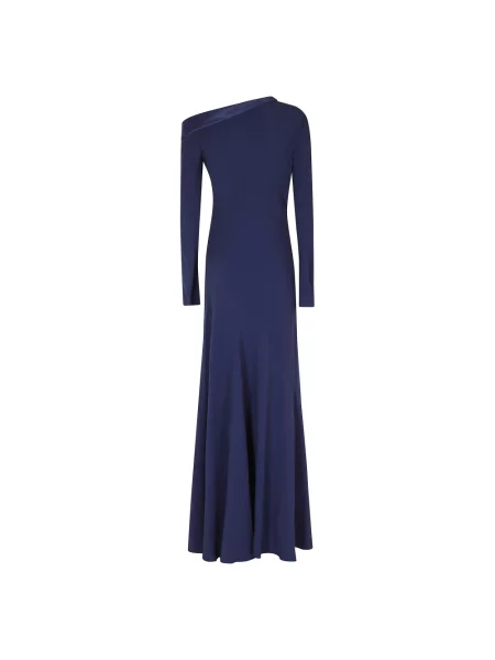 Satynowa sukienka Alberta Ferretti niebieska