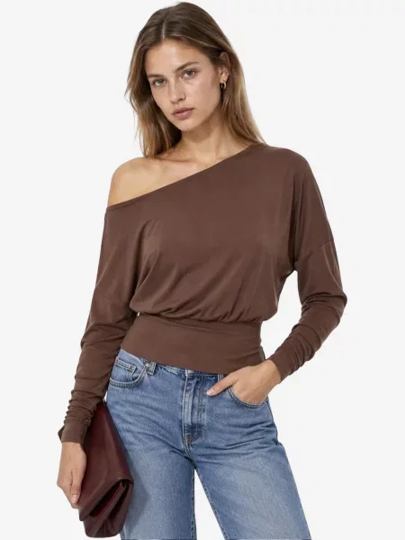 Busem Bluza Blusen temno rjava