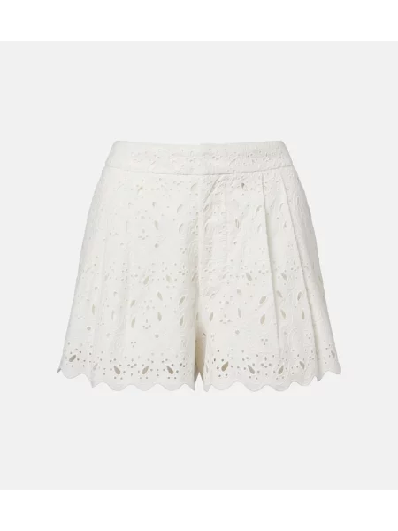 Pantaloni scurți Frame cu broderie cu model paisley alb
