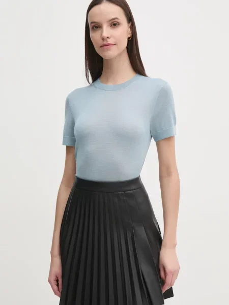 Жилетка с вълна Calvin Klein от лека материя синьо