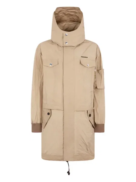 Geacă parka Dsquared2 cu glugă lungă maro