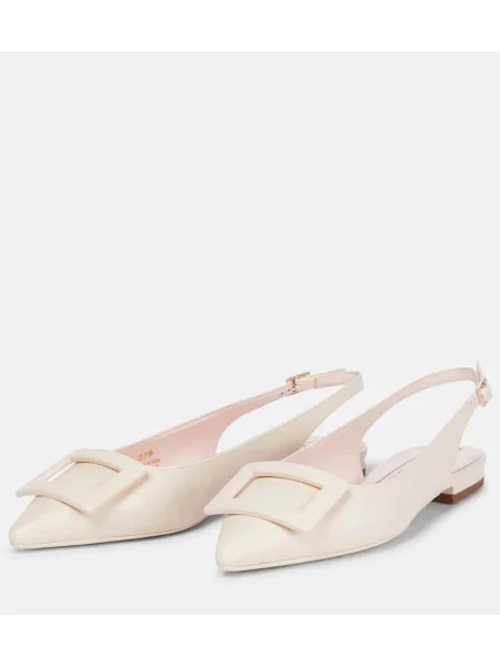 Balerini Roger Vivier din piele slingback alb