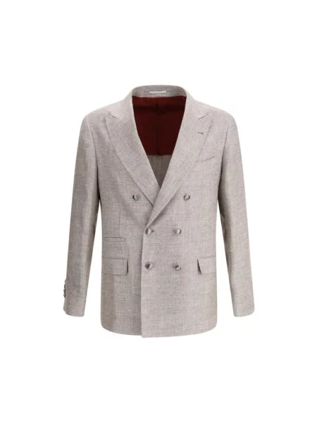 Lniana marynarka Brunello Cucinelli elegancka brązowa