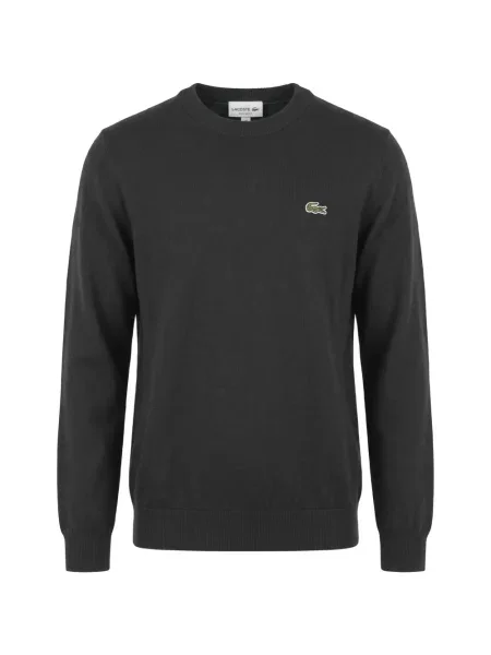 Pulover Lacoste cu decolteu rotund cu autograf gri