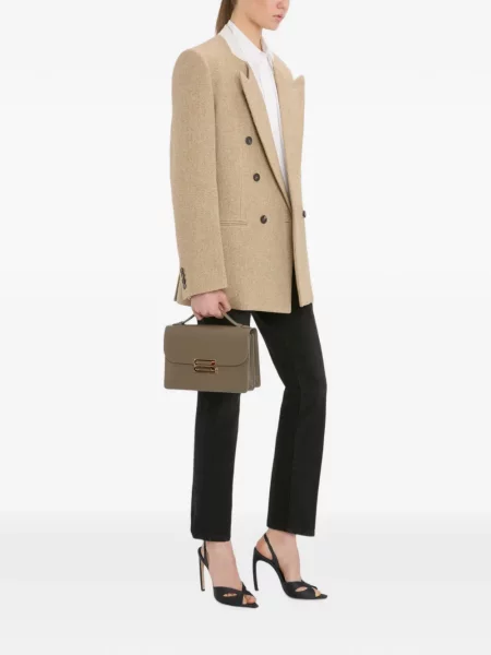 Geantă Victoria Beckham din piele maro