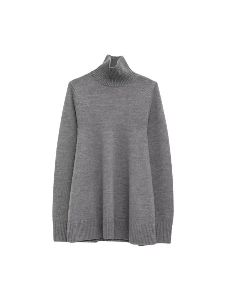 Sweter z golfem Toteme wełniany szary