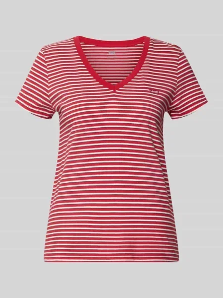 T-shirt z dekoltem w serek i naszytym logo Levi's czerwona