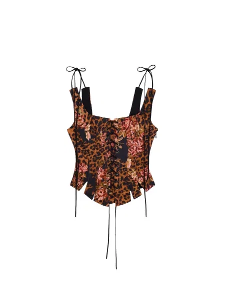 Desigual Top maro coniac / roz pal / roșu ruginiu negru