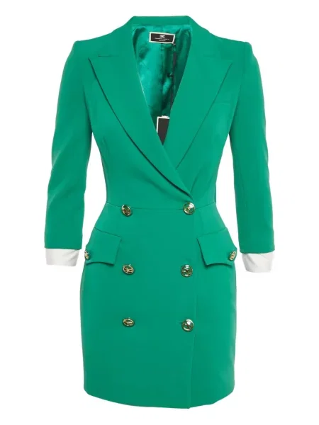 Mała mały sukienka mini Elisabetta Franchi garniturowa zielona