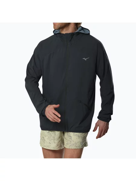 Мъжко яке за бягане Mizuno Active Alpha Hooded black черно