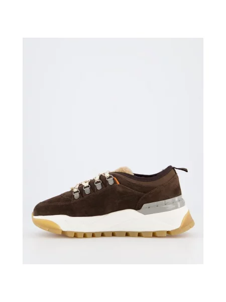 Sneakersy Santoni skórzane brązowe