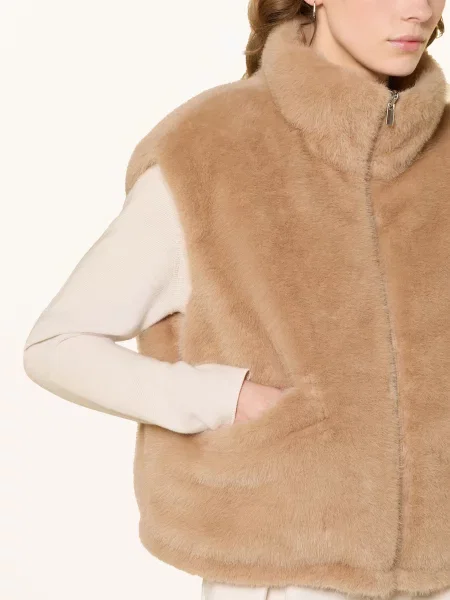 Someday Kamizelka Ze Sztucznego Futra Vaari Dwustronna beige beżowa