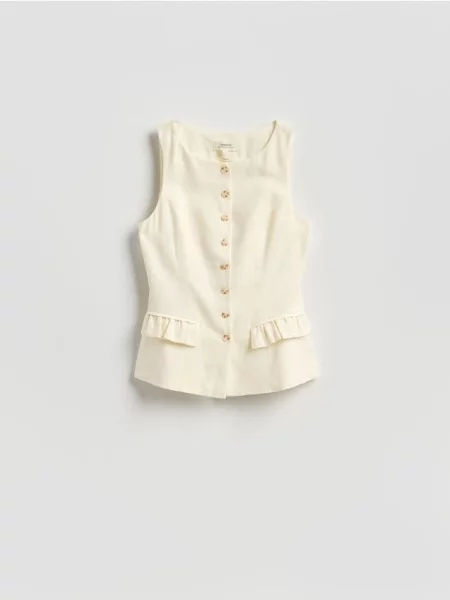 Reserved Лляна жилетка кремовий 