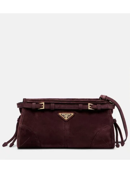Geantă Prada din piele de căprioară bordo