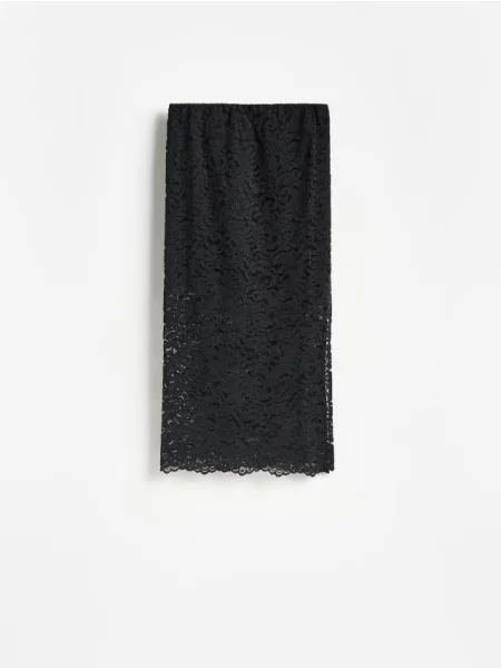 Reserved Fustă midi din dantelă negru