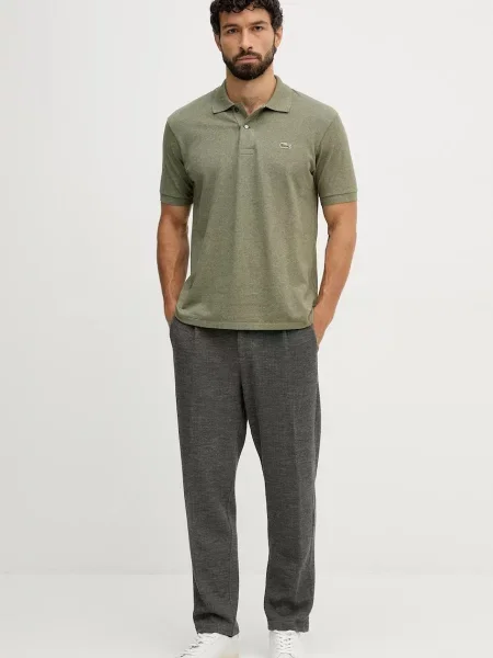 Меланжевое поло Lacoste серое