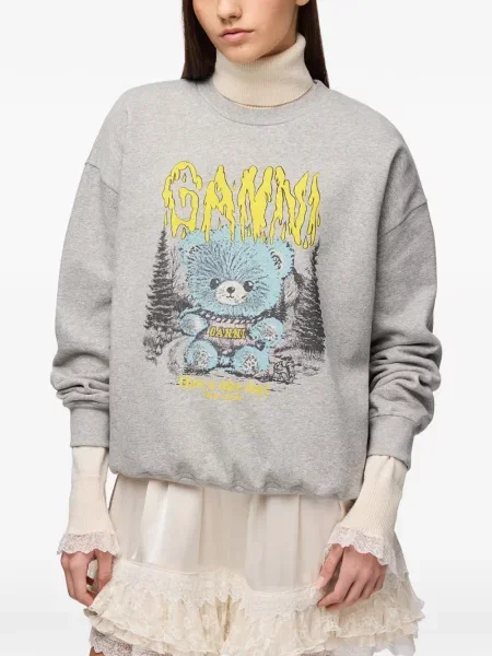 Ursuleț de pluș hanorac crewneck Ganni gri