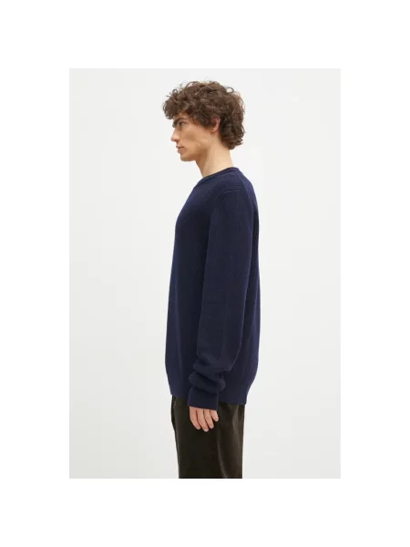 Norse Projects sweter wełniany Henning Merino Crew granatowy niebieski