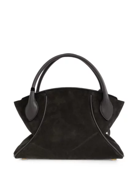 Geantă shopper Balmain din piele de căprioară negru