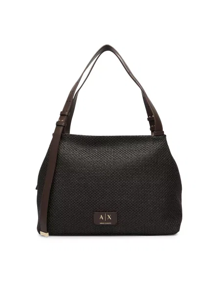 Armani Exchange geantă shopper pentru femei împletită maro