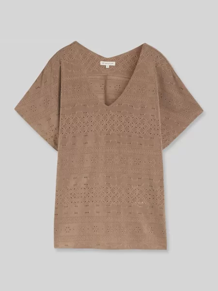 T-shirt o kroju loose fit z perforowaniem Tom Tailor