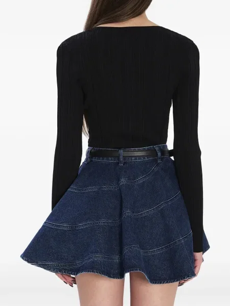 Top Self-portrait din dantelă negru