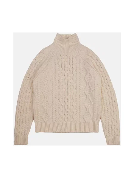 Sweter z golfem Baracuta wełniany beżowy