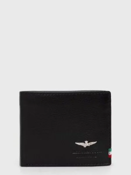 Кожаный кошелек Aeronautica Militare черный