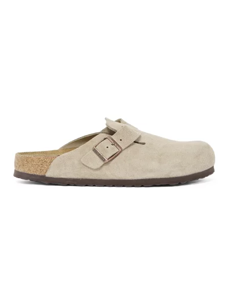 Klapki Birkenstock skórzane beżowe
