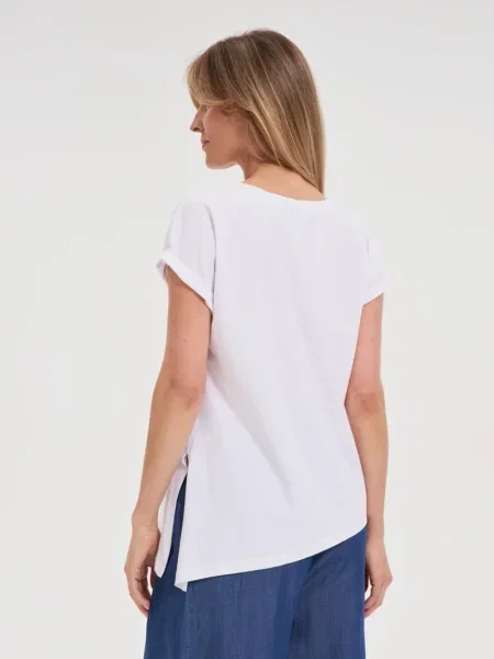 Tricou Marisse cu decolteu rotund alb