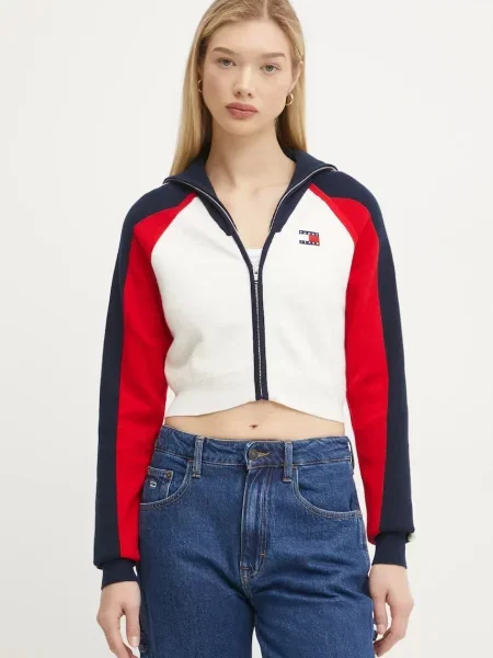 Tommy Jeans cardigan din amestec de lână light bej