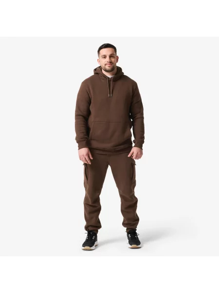 Bluza z kapturem Domyos fitness brązowa