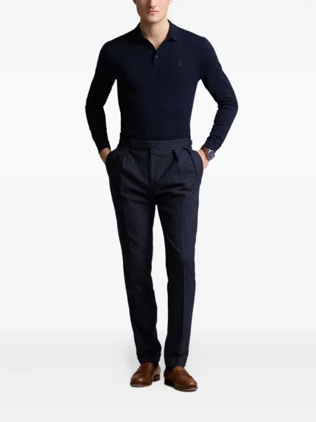 Șosete Polo Ralph Lauren cu broderie în carouri plisate albastru