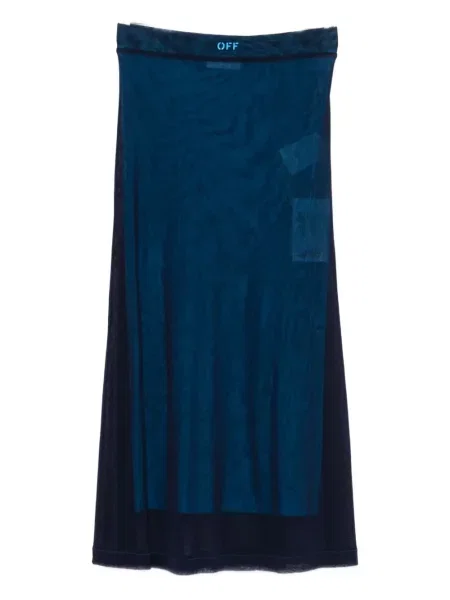 Midi spódnica midi Off-white z siateczką biała