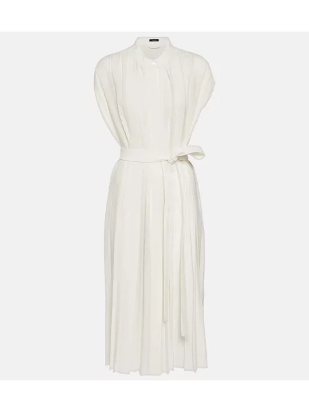 Rochie midi Joseph plisată până la genunchi de costum alb