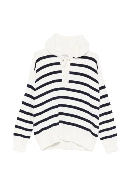 Hanorac cu glugă Semicouture cu dungi alb