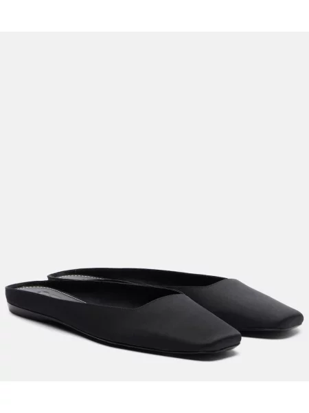 Papuci tip mules Staud din satin negru