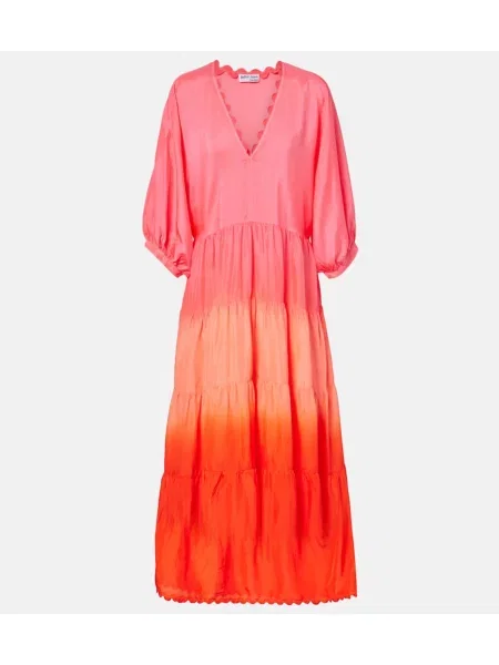 Rochie maxi Juliet Dunn de mătase de costum roșu
