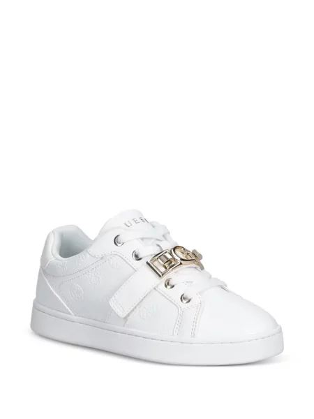 Sneakerși Guess cu cataramă cu autograf alb