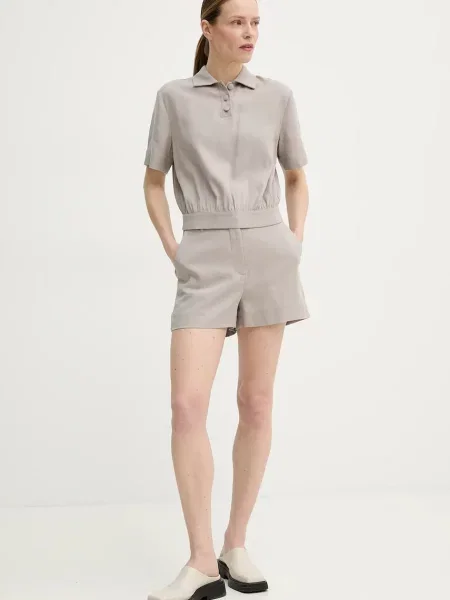 Remain szorty gładkie high waist beżowy