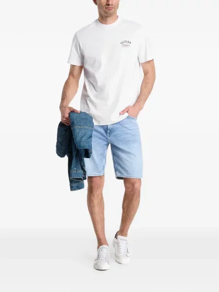 Тениска Guess с принт с кръгло деколте бяло