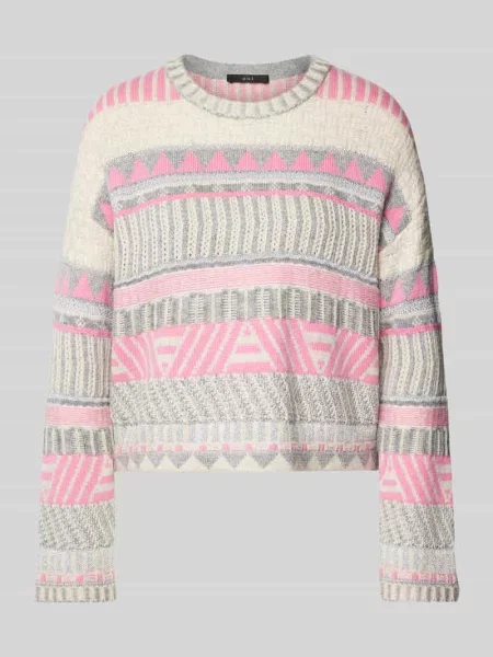 Sweter z dzianiny z dodatkiem wełny Oui różowy