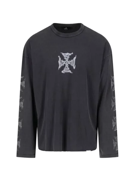 Lung tricou Represent cu imagine negru